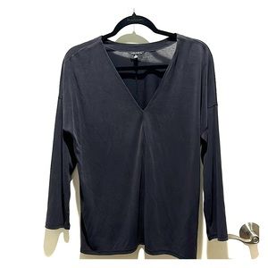 Charcoal grey, Luck Brand v-neck blouse. Medium
